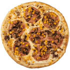 Mushroom and corn pizza
